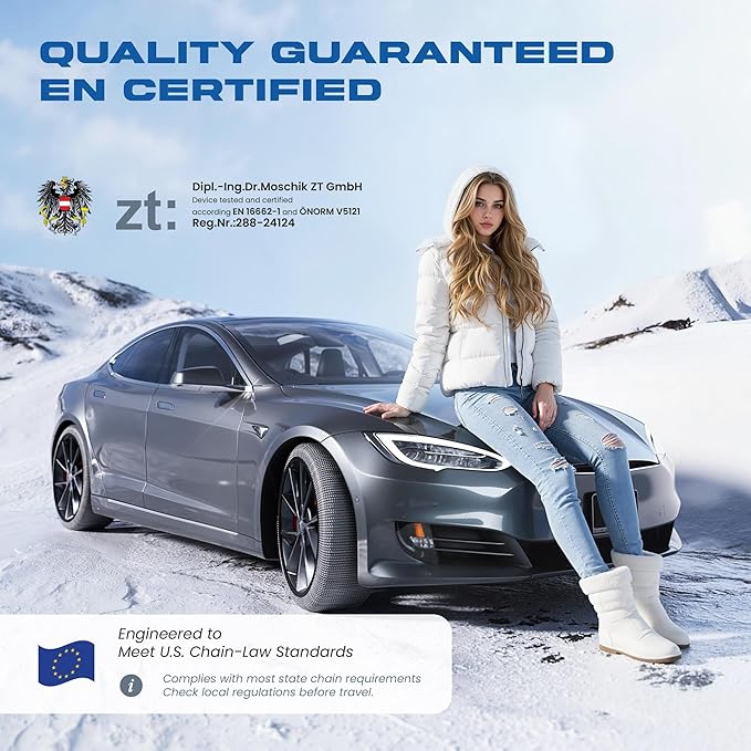 Snow Socks for Tires, Winter Traction Alternative to Snow Chains, Emergency Anti-Slip Tire Covers for Cars/SUVs/Trucks, Reusa