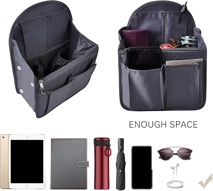 Vercord Backpack Organizer Insert Liner Hanging Travel Bag in Bag with Many Pockets