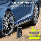 Syncwire Tire Inflator Portable Air Compressor - 150PSI 2X Faster Inflation Smart Air Pump for Car Tires [Extra-Large LCD] with Digital Pressure Gauge, Auto Shut-Off for Car, Motorcycle, Bike & Balls