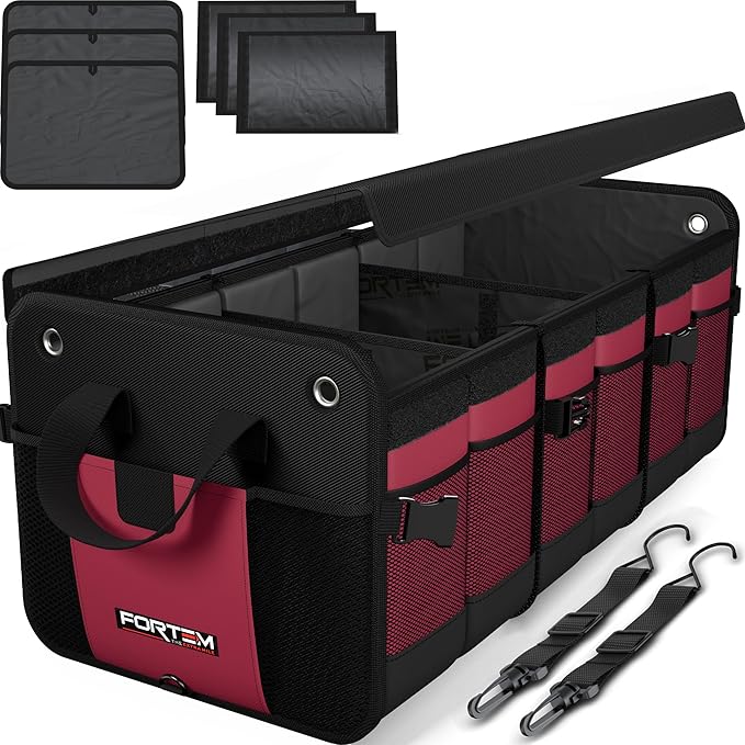 FORTEM Trunk Organizer For SUV Car Organizer and Storage, Multi-Compartment Storage Bag Car Accessories for Women Men, Perfect