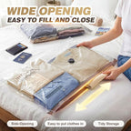 Vacuum Seal Bags for Clothing Travel with Rechargeable Electric Pump, Space Saver Vacuum Storage Bags Travel, Reusable Compre