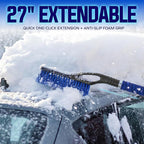 Snow Joe 2 Pack 27" Multi-Purpose Ice Scraper and Extendable Snow Brush for Cars with Foam Grip and 360-Degree Pivoting Brush Head, SJEG-SB27X2