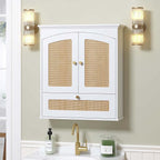 Spirich Bathroom Cabinet Wall Mount, Boho Medicine Cabinet for Bathroom, Over The Toilet Storage Cabinet with Rattan Doors an