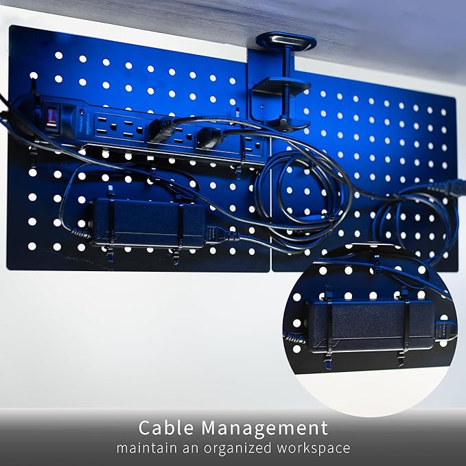 VIVO Steel Clamp-on Desk Pegboard, 24 x 20 inch Privacy Panel, Magnetic Peg Board, Office Accessory Organizer, Above or Under