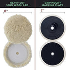 TCP Global Professional 6 Pad Buffing and Polishing Kit with 5 Waffle Foam Pads and 1 Wool Grip Pad for Car Detailing - Complete 8 inch Polisher Buffing Pads Set with 5/8 inch Threaded Backing Plate