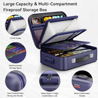 Fireproof Document Box, Hard Case Fireproof Box with Lock, Portable Hard-Shell Fireproof Water Resistant Document Safe for Im
