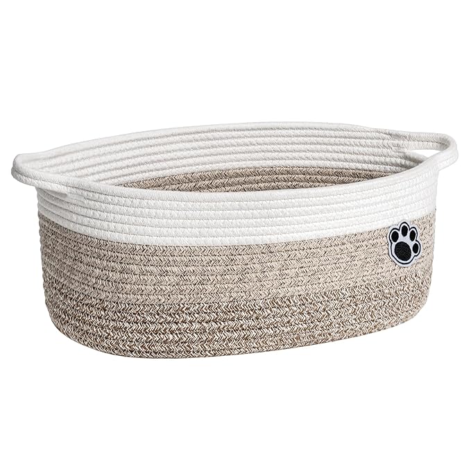 Dog Basket Gift Basket Empty, 13.6"x 10" x 6" Woven Storage Baskets for Organizing, Cotton Rope Baskets for Shelf, Dog Storag
