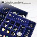 ProCase Jewelry Box for Women, 2 Layers Large Leather Jewelry Organizer Storage Case with Removable Pad for Earrings -Lizardb