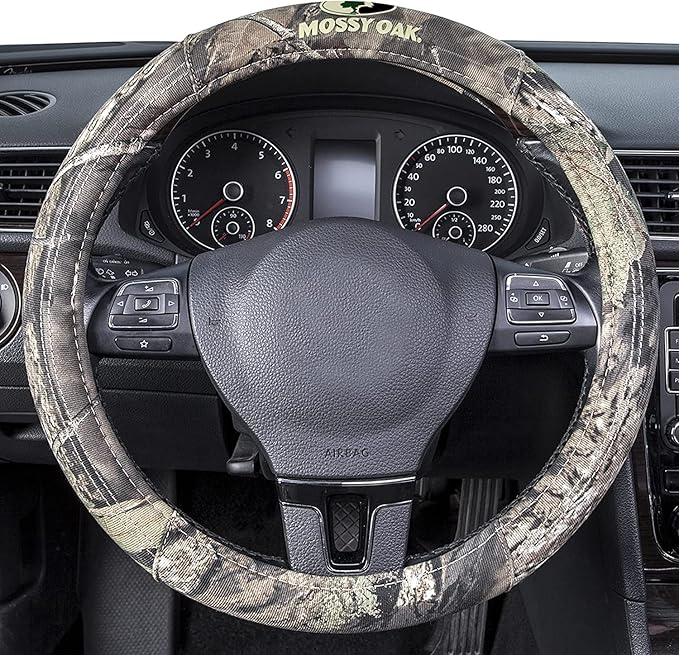 Mossy Oak Full Camo Steering Wheel Cover - Made from Premium Cotton Twill, Universal Fit for 14 1/2 to 15 inches - Official L