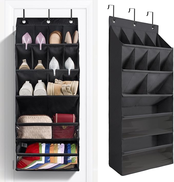 FENTEC 1 Pack Over-the-Door-Shoe-Organizers, Hanging Shoe Organizer with Large Pocket Shoe Holder Hanging Shoe Rack for Close