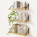Book Shelf for Wall, Oak Shelf, Floating Shelves with Brackets, 16 inch Wall Shelves Set of 3, Particle Board Shelving for Ki