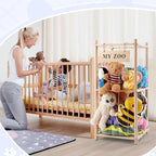 GLDZI Stuffed Animal Storage Zoo, Wooden Stuffed Animal Organizer with Elastic Cords for Boys Girls, Space Saving Toy Plushie
