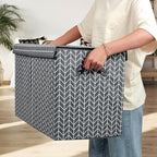 Mayniu Large Toy Box Chest Storage Bins with Lid, Toys Organizers Storage Boxes Basket with Sturdy Handles for Boys, Girls, L