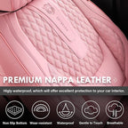 Coverado Seat Covers Full Set, Pink Car Seat Covers, Waterproof Car Seat Cover with Lumbar Support, Leather Car Seat Cushion 