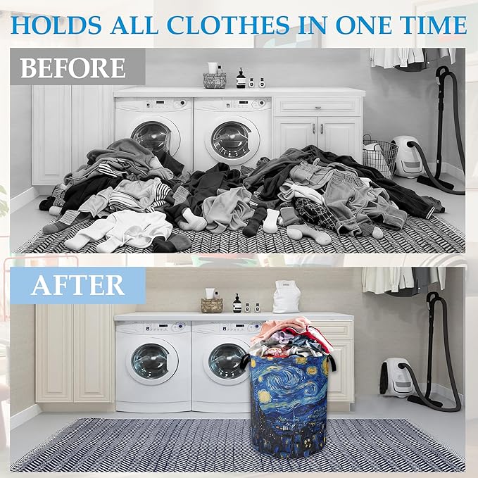 Starry Night Large Storage Basket Collapsible Laundry Basket Oxford Storage Bin for Toy Bins Gift Baskets Bedroom Clothes Chi