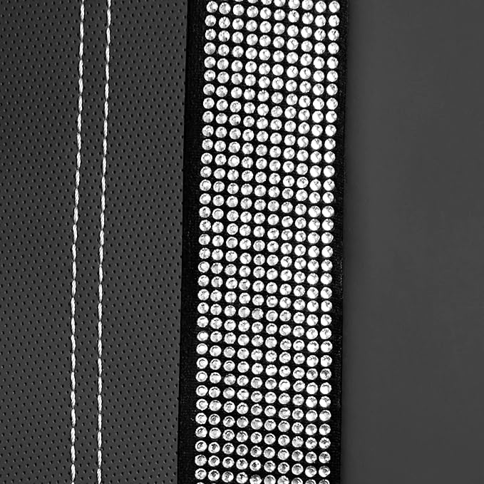 CAR PASS Bling Rhinestone&Leather Back Seat Cover, Waterproof Bench Rear Seat Cover Shining Diamond Universal Fit Automotive Glitter Crystal Sparkle Strips for Kid Women Girl, Silver Diamond