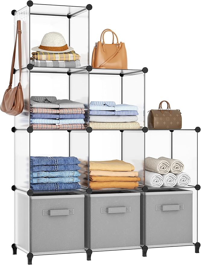 HOMIDEC Closet Organizers and Storage, 9 Cube Storage Organizer, Portable Closet Organizer Storage Cubes Shelves for Clothes,