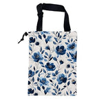 Car Trash Bag Watercolor Blue Flowers Leak-Proof Car Garbage Bag with Drawstring Foldable Canvas Trash Bin with Adjustable Buckle for Car Accessories