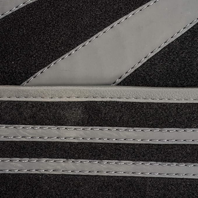CAR PASS Carpet Car Floor Mats, Edge Leather Waterproof Car Mats with Double Stitch Line and Anti-Slip Backing Design, Fit 95