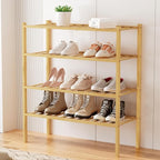 Smiry Shoe Rack, 4 Tier Bamboo Shoe Organizer, Stackable Free Standing Wooden Shoe Storage Shelf for Closet, Entryway, Front 