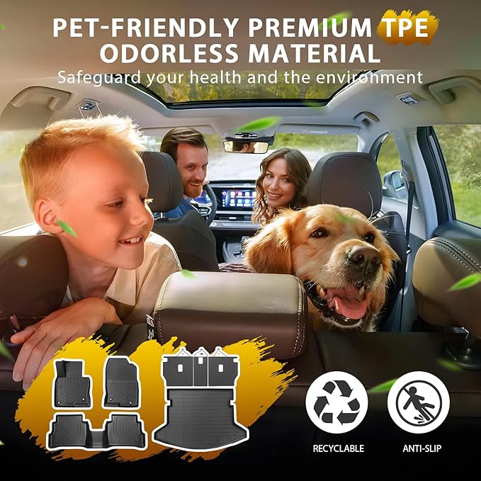 Powerty Floor Mats for Mazda CX-5 2017-2025, All Weather TPE Custom Cargo Liner Seat Back Covers Protectors Replacement for Mazda CX-5 Accessories (Floor Mats+Backrest Mat+Trunk Mat)