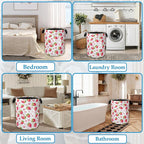 Straberry Flower Laundry Basket Collapsible Laundry Hamper Clothes Toy Storage Bin for Bathroom Bedroom Room Decor 16" X 20.8