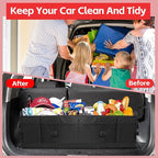 Car Trunk Organizer,Heavy Duty Collapsible 95 L Capacity Car Trunk Storage Organizer,Multi-Compartment Pockets, Adjustable Stra