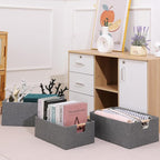 ANMINY 2PCS Storage Baskets for Organizing Collapsible Fabric Storage Bins Boxes with Wood Handles Closet Shelves Cube Organi