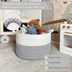 INDRESSME Large Storage Basket, 21.7'' x 13.8'' Cotton Rope Blanket Basket Living Room, Toy Organizers and Storage with Handl