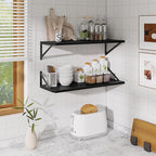 Deep Floating Shelves for Wall,30" Wx10 D Wood Floating Shelf Set of 2,Sturdy Metal Bracket Wide Display & Storage,Wall Mount