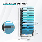 11 Tier Wall File Organizer - Hanging File Organizer with 5 Hooks, Mail Holder Wall Mounted for Papers, Folders, Magazines, B