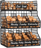 Egg Holder Countertop with Dividers & Labels, 3 Tier Stackable Chicken Egg Holder Egg Baskets for Gathering Fresh Eggs, Egg O