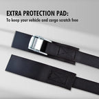 Cartman 1" x 15'Lashing Straps with Adjustable Cam Buckle Cargo Tie Down with Protective Pad, 4 Pack, Black