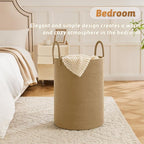 Artfeel Laundry Basket,Woven Cotton Rope Laundry Hamper,80L for Decorative Storage of Dirty Clothes,Toys and Blankets in Bath
