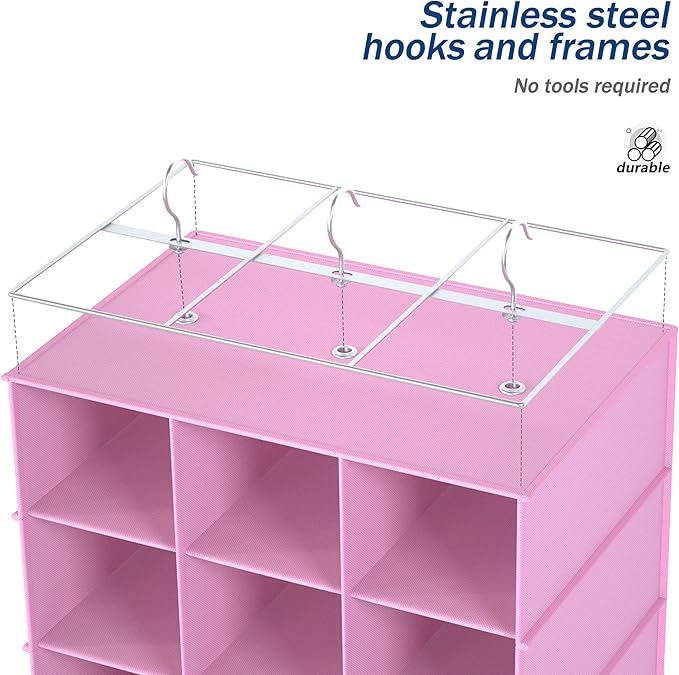 coastal rose Hanging Shoe Organizer for Closet, 30 Sections Hanging Closet Organizers and Storage Shelves Space Saving Shoe R