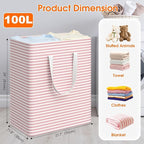 3 Pack Large Laundry Basket,Waterproof & Freestanding Laundry Hamper,Collapsible Clothes Hampers with Easy Carry Long & Reinf