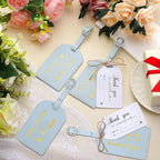 Sweetude 48 Sets Leather Luggage Tag Bulk and So The Adventure Begins Luggage Tags with Name Card for Wedding Bridal Shower B