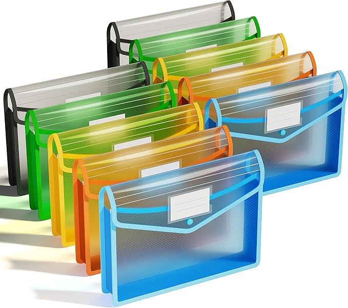 ThinkTex Plastic Expanding File Folder, Transparent envelopes with Snap Closure,No Dividers,Large Capacity,Document Organizer