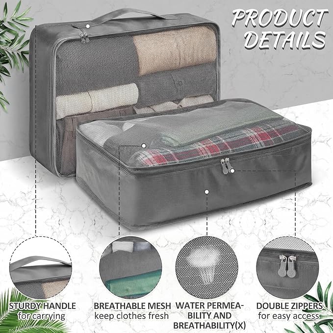 Silkfly 16 Pcs XL Packing Cube for Travel Luggage Organizer Suitcase High Capacity Large Packing Bag Bulk Reusable Mesh Trave
