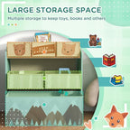 Qaba Toy Organizer with 6 Storage Bins, Kids Storage Unit for Bedroom, Kids Room, 25" x 12" x 26", Green