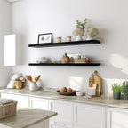 48 Inch Floating Shelves for Wall Rustic Black Wood Wall Shelves for Bedroom Set of 4