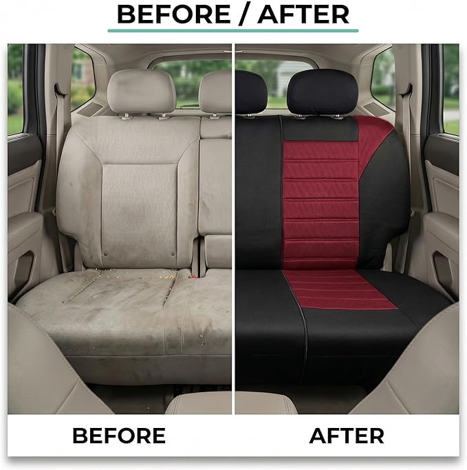FH Group Automotive Car Seat Covers Rear Set Premium 3D Air Mesh Seat Covers, Airbag Compatible and Split Bench Cover Univers