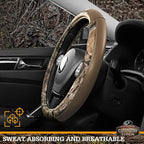 Mossy Oak Camo Steering Wheel Cover, Durable Grip Car Steering Cover, Universal Fit 14.5"–15.5" - Made with Premium Beige PVC