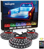 Nilight 3PCS 60 Inch RGB Truck Bed Light Strip Kit 270 LED Neon Accent LED with RF Remote On Off Switch Splitter Extension Cable for Cargo Pickup Truck Camper RV SUV Boat