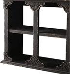SOFE Distressed Black Floating Shelf with Carved Accents, 3-Tier Wall Shelving Unit, 24 Inch Long Farmhouse Decorative Wooden