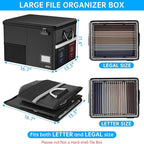 5200℉ Fireproof Document Box with Lock, Waterproof File Organizer with Handle, Portable Collapsible Filing Cabinet with Refle