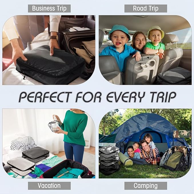 5 Pack Compression Packing Cubes for Travel Space Saving Cubes Luggage Organizer for Suitcase(Mixed Gray,M)