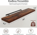 Floating Shelves for Wall, 9.3" Deep Wall Mounted Wood Shelves for Bathroom, Bedroom, Living Room, Kitchen, Hanging Shelf for
