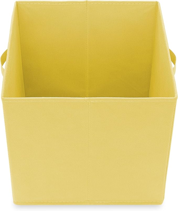 Casafield Set of 6 Collapsible Fabric Cube Storage Bins, Yellow - 13" Foldable Cloth Baskets for Shelves, Cubby Organizers & 