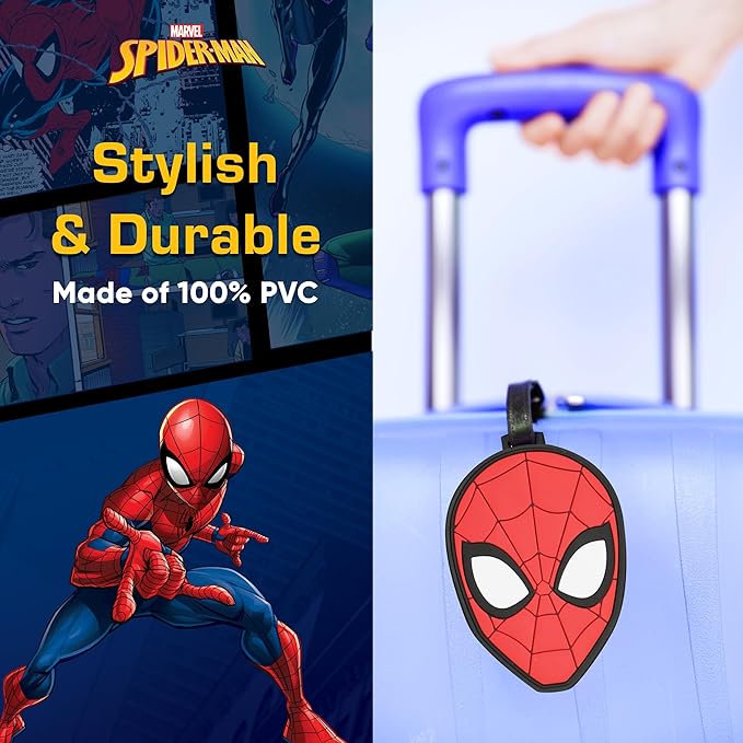 FUL Spider-Man 2-Piece Suitcase ID Tag Set with Adjustable Straps, Head, Multi, One Size